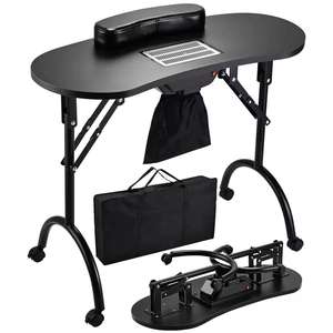 Modern Genuine Leather Marble Portable Manicure Table Nail Duster Foldable Includes Manicure Armrests <b>Makeup</b> Box Storage Bag - Product Image 1