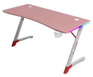 Bureau <span class=keywords><strong>de</strong></span> jeu portable en bois MDF écologique, plateau <span class=keywords><strong>de</strong></span> 15 mm, éclairage LED RGB, alimentation USB, porte-gobelet ABS, crochet pour casque, ordinateur - Product Image 1