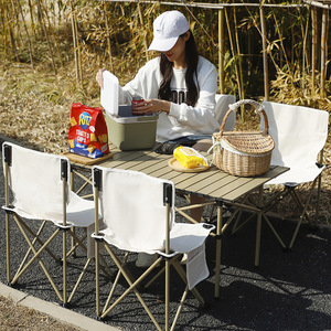 Ensemble table et chaises pliantes portables au design moderne, structure en acier pour pique-nique et camping, mobilier d'extérieur en fer et métal, directement de l'usine, pas cher - Product Image 4