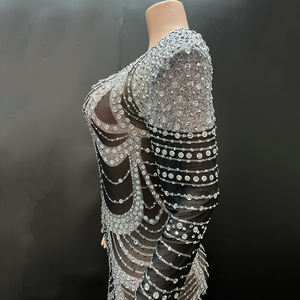 Novance Y3589 Abendkleider 2025 Schwarze Kleider Elegante Damen Ballkleider Funkelnde Perlen Applikation Vestidos De Noche Para Mujer - Product Image 4