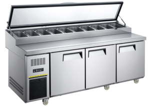 Four drawer glass cover commercial <b>kitchen</b> refrigerator cooler air-cooled pizza preparation table GN container energy - Product Image 3