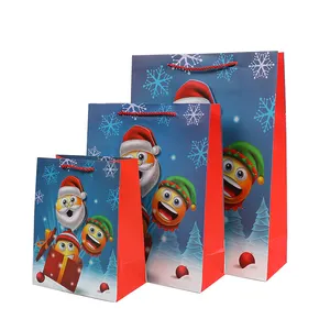 Stock Christmas Folding Paper Bag Christmas Eve Candy Apple Bag Good Quality And Good Price Small Size