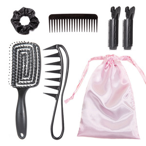 Wanmei Hair Styling <b>Tools</b> Set With Comb Brush <b>Clips</b> And Bag For Home Use Black ABS Material - Product Image 1