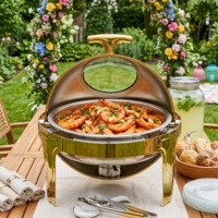 Ensemble de réchauds de luxe à couvercle roulant, chauffe-plats commerciaux en acier inoxydable pour buffet avec supports à combustible, équipement de restauration