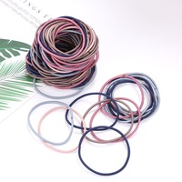 Simple 100 pièces/ensemble 4cm noir coloré fort élastique Nylon cheveux élastiques accessoires filles sans couture cheveux cravates corde pour les femmes