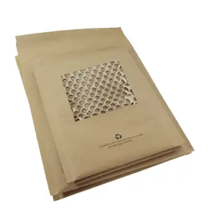 Cojín compostable personalizado Burbuja Papel Kraft Bolsa de correo Sobres Panal Acolchado Mailer