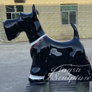 屋内屋外装飾用のグラスファイバー製のカスタマイズされた大きなスコットランドのテリア犬