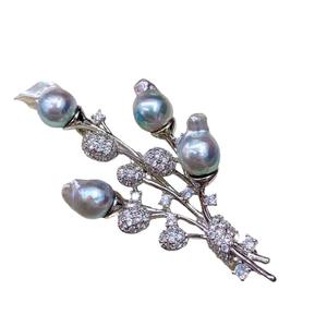 Broches Haoshi Fashion, populaires, en forme de beignets torsadés, bouquet, bijoux en eau de mer naturelle - Product Image 5