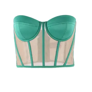 Satin And Mesh Corset Top Shapewear Underwear Petite Shapewear Womens Padded Shapewear