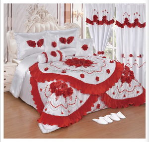 Royal Embroidered 12 Pieces Luxury <strong>Comforter</strong> Wedding Bedding <strong>Set</strong> With Curtains King Size Wholesale OEM ODM - Product Image 3