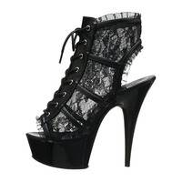 Chaussures de danse en dentelle noire et à talons fins de 6 pouces, nouvelle collection de mocassins de marche à la mode, à rayures avec plateforme et bout pointu, printemps et