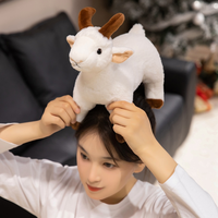 Nouvelle Peluche de Chèvre Blanche Ultra Douce et Réaliste, Jouet en Peluche de Chèvre des Montagnes Noire, Cadeau