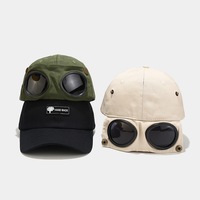 Casquette de baseball tendance style coréen hip-hop d'été avec lunettes de soleil intégrées, unisexe, pour pilote, décontractée, pour sports de plein air