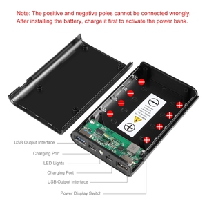 HAWEEL DIY 4x18650 Batterie (Non Inclus) 12000mAh Double Voie QC Chargeur Power Bank Shell Box avec 2x Sortie USB et Affichage - Product Image 5