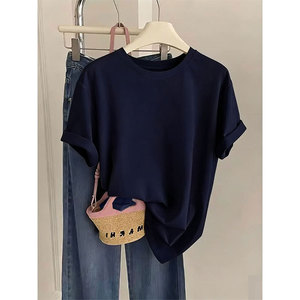 T-shirt à manches courtes en coton et élasthanne, col rond, couleur unie, haut pour femme |   Livraison en 14 jours |   Quantité minimum de commande : 50 pièces |   OEM personnalisé - Product Image 3