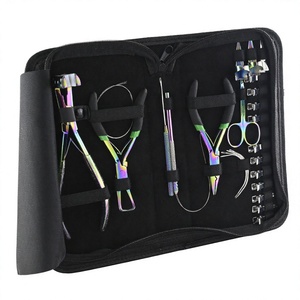 New Model Multi Color Stainless Steel Hair Extension Tool Kit Includes Microbeads <b>Tape</b> Remover Crimping Plier Cutting Scissors - Product Image 1