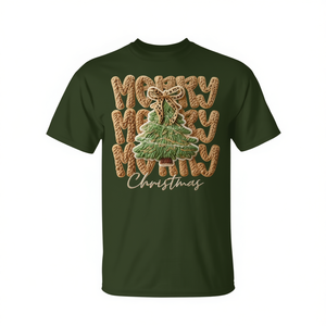 Camiseta con lazo de árbol de Navidad, de algodón verde, unisex, regalo navideño - Product Image 2