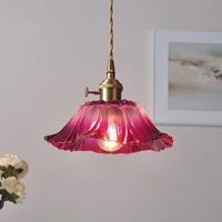 Suspension japonaise à tête unique pour salle à manger, salon, bar, chambre à coucher, chevet, suspension moderne minimaliste en laiton et verre en forme de lotus