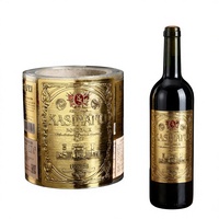 Étiquettes de vin personnalisées imprimées en feuille d'or gaufrée, autocollantes, imperméables en PET, pour bière, whisky, vodka, café, thé