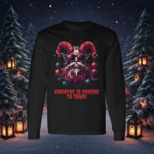 Maglietta Unisex a Maniche Lunghe con Stampa Digitale Krampus Xmas Horror, Abbigliamento Natalizio - Product Image 3