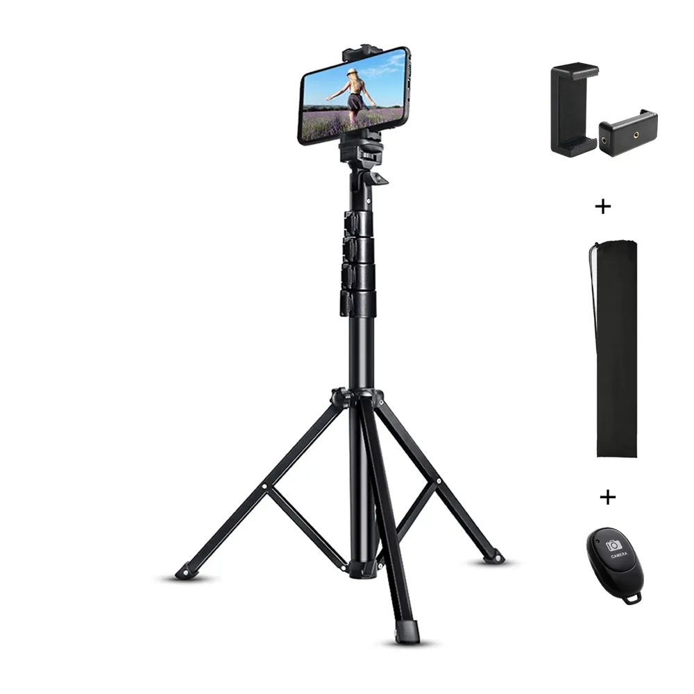 51" Phone Tripod Stand, Aluminum Lightweight Tripod for Camera and Phone, Cell Phone Tripod with Phone Holder and Carry Bag