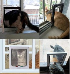 Porte extérieure résistante aux intempéries <span class=keywords><strong>pour</strong></span> chiot nouvelle porte à rabat <span class=keywords><strong>pour</strong></span> chat verrouillable à 4 voies <span class=keywords><strong>pour</strong></span> porte intérieure - Product Image 6