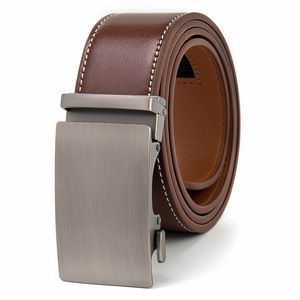 Cinturón Formal de Cuero Genuino para Hombre, Hebilla de Cierre Automático Tiyo, Aleación Rectangular de 3.8cm, Sólido, Duradero y Elegante para el Día a Día - Product Image 2