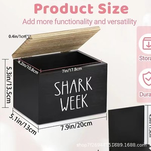 Boîte de rangement en bois pour salle de bain avec couvercle, noire, rectangulaire, sur pied, pour produits d'hygiène féminine, organiseur de tampons - Product Image 2