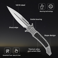 Couteau pliant de luxe haute performance HL VG10 avec manche en titane et fibre de carbone, léger et élégant pour EDC, camping et chasse