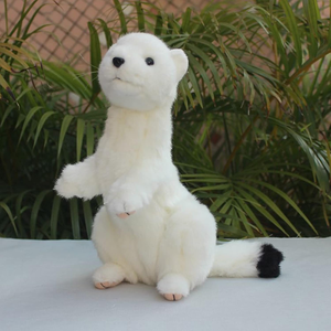 Peluche Furet Assis Réaliste avec Pattes Roses et Queue Noire, Coussin Câlin, Décoration d'Intérieur, Doux, Blanc, Moelleux et Adorable - Product Image 4