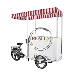 电动冰淇淋自行车移动自动售货车带冰柜前装载三轮踏板车三轮车