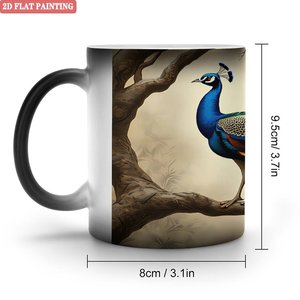 Daily Morning Breakfast Tea Mug Frosted Black 11oz <b>Ceramic</b> Heat Color Changing Magic <b>Cup</b> - Product Image 1