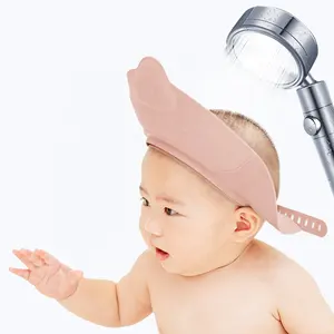 Topi mandi bayi anak-anak, topi pelindung mandi rambut tahan air dapat disesuaikan untuk anak-anak