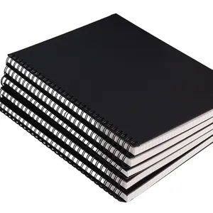 4 Piece A4 Black Cover Print Student Traditional Spiral Custom Printed Travelers Notebook Plain Notebooks