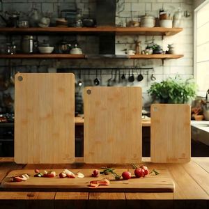 Ensemble de planches à découper en bambou personnalisées avec logo, pour cuisine commerciale, 3 en 1, charcuterie, étiquetées - Product Image 1