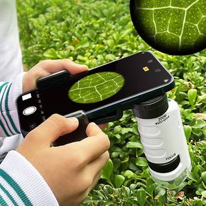 顕微鏡科学キットセット STEM 3 1 子供向け早期教育玩具 ミニポケットハンドヘルド フラッシング 60-120X プラスチック 屋外探検 - Product Image 4