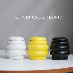 Recipiente de Cerámica para Velas Aromáticas, Moderno y Minimalista, con Tapa, para Fabricación de Velas de Cera de Soja - Product Image 2