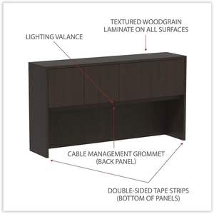 Alera Valencia Series Mueble de Madera Color Espresso con Puertas, 4 Compartimentos, 64.75w X 15d X 35.38h - Product Image 5