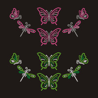 Pabrik Kristal Uniflying Bling, Desain Bunga Kustom, Motif Rhinestone Kristal, Hot Fix Iron Transfer untuk Pakaian, 10/12 Facet