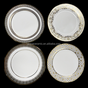 Service d'assiettes plates en céramique au design moderne et électrique doré, vaisselle de luxe, nouveaux ensembles de 36 pièces de vaisselle en porcelaine pour 12 personnes - Product Image 3