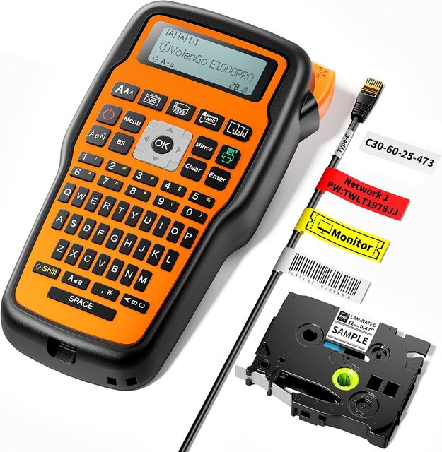 E1000 Pro Thermal Label Maker - Compact Handheld Labeling Machine for Electricians, USB-C Powered