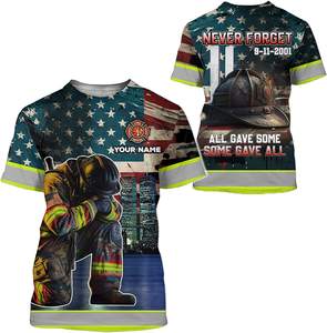 Fitspiパーソナライズされた決して忘れない9月11日消防士全員がいくつかのTシャツを与えた3D愛国者の日シャツマルチカラー - Product Image 2