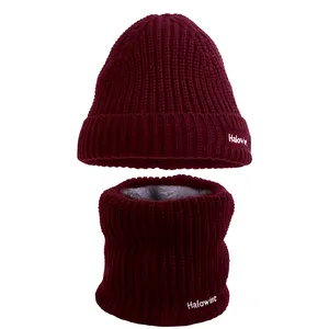 2 adet sevimli renkli kış şapka setleri artı astar örme tüylü bere kap şapka bere şapka kadınlar için yün bere zarif tüm maç