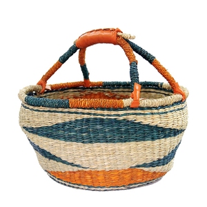 High Quality Colorful Seagrass Bolga <b>Storage</b> Basket Sustainable <b>Folding</b> Multifunctional <b>Boxed</b> Packaging Vietnam Manufacturer - Product Image 2