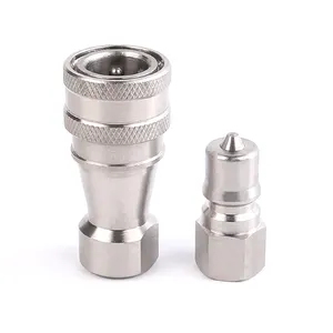 KZF 1/4" Stainless Steel Poppet Valve Hydraulic Quick Coupling Hydraulic Hose Release Quick Coupling For Plumbing Tools