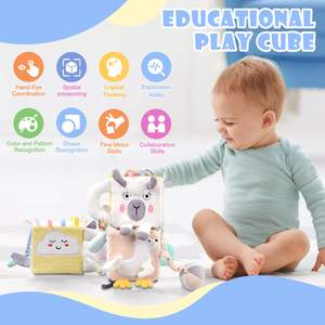 En Stock 5 Dans 1 Éducation Précoce Jouets <span class=keywords><strong>Tissu</strong></span> Hochet Infantile En Peluche Activité <span class=keywords><strong>Cube</strong></span> Bébé En Peluche Jouet Avec Bébé de Dentition Et Miroir - Product Image 3