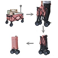 Chariot de jardin en toile rose pliable, chariot de Camping robuste