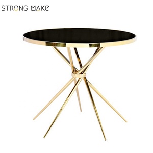 Muebles de sala modernos cromo oro de base de acero inoxidable tapa de vidrio templado MESA DE CAFÉ ESPECIAL - Product Image 2