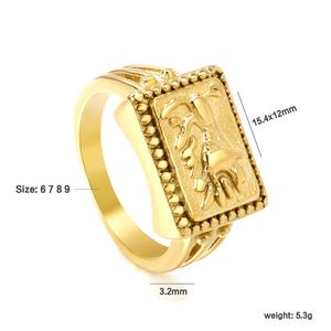 Bague en Acier Inoxydable Géométrique Personnalisée avec Perle, Plaqué Or 18K, Gravée, Dôme Massif et Zircons – Vente en Gros - Product Image 5