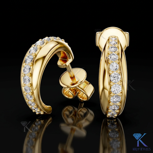 Lab Grown CVD Diamond Open <b>Hoop</b> <b>Earrings</b> Cut Channel Set 14K 18K <b>Solid</b> Gold Luxury Women's Wedding Jewelry Manufacturer - Product Image 1